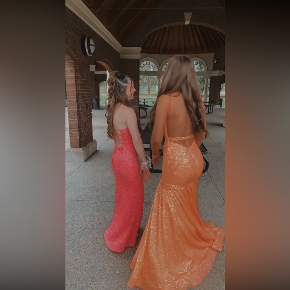 Coral Prom Sequence Long Backless Mermaid Dress - image 7